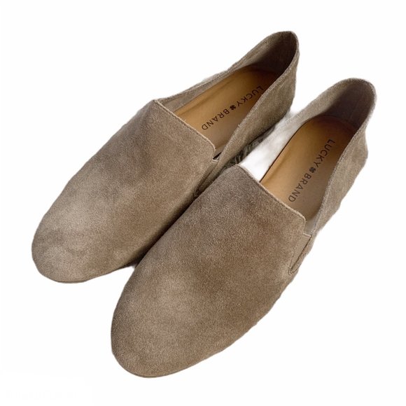 Taupe Slip On Suede Loafers 85m 